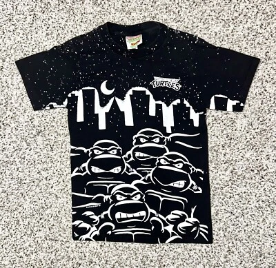 Vintage 90s Ninja Turtles All Over Print Shirt Youth Size Medium Made In USA - Image 1 of 4