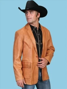 Scully Herren Peitschenstich Lammfell Leder Blazer Sportmantel 44 lang groß - Bild 1 von 4