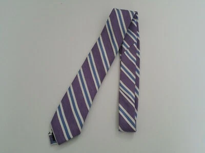 Nueva corbata delgada Bruno Piattelli para hombre púrpura claro diseño a rayas lino + seda Foto 1 de 4