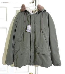 Neu mit Etikett Polo Ralph Lauren Daunen gefütterter Mantel Jacke olivgrün Lammfellkragen M - Bild 1 von 15