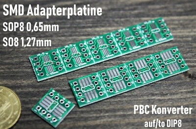 SMD Adapterplatine SO8 1,27m , SOP8 0,65mm Adapter auf to DIP8 RM 2,54mm PCB - Bild 1 von 2