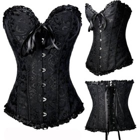 Women's Lace up Polyester Overbust Boned Waist Training Corset Bustier Lingerie