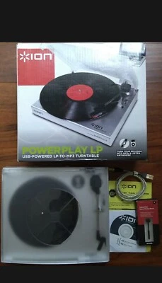 ION POWERPLAY LP USB POWERED VINYL TO MP3 DIGITAL CONVERSION TURNTABLE SILVER - Image 1 of 4