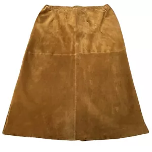 St Johns Bay Womens Suede Midi Skirt Size 20W Genuine Leather Washable Beige - Picture 1 of 11