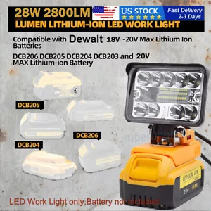 LED Work Light Work For Dewalt 20v MAX Li-Ion Battery-2800LM w/FAST CHARGE USB - Picture 1 of 10
