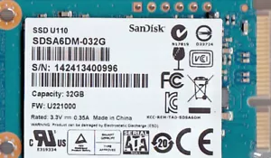 SANDISK U110 SDSA6DM-032G 32GB MSATA 1.8" SSD DRIVE SATA 6.0 GBPS - NEW - Picture 1 of 1
