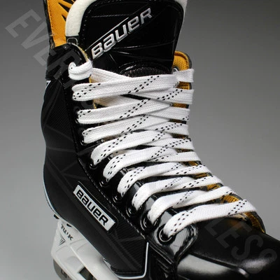 ELITE HOCKEY NEW Elite Pro X7 Molded Tip Wide Hockey Laces - White / Black