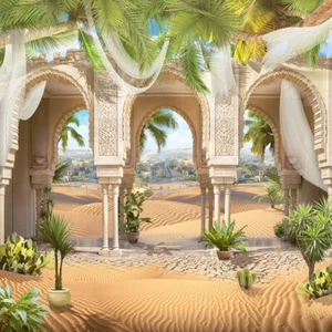 Fondo retro de palma de arco de cactus del desierto de 10x10 pies vinilo fotografía telón de fondo utilería - Imagen 1 de 11