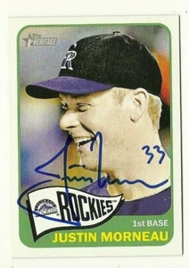 2014 HERITAGE #344 JUSTIN MORNEAU ROCKIES TWINS AUTOGRAPHED SIGNED BASEBALL CARD - Picture 1 of 1