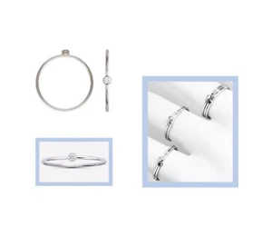 925 massiv Sterling Silber 2 mm Zirkonia Vorsteckring Bandgröße 6 - Bild 1 von 3