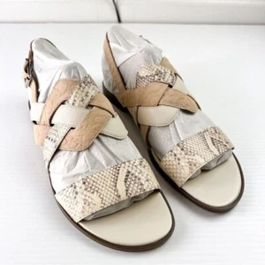 Vionic sandals womens 11Kendra Leather Cream snakeskin printed ankle strap - Picture 1 of 12