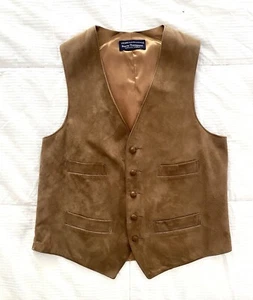 SALE 20% MARK DOWN Vintage Faux Suede Leather Vest Men size 46L Hippie Western - Picture 1 of 6