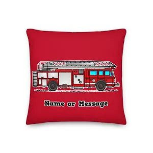Red Fire Truck Custom Pillow Cushion. Firefighter Rescue Vehicle P002 - Picture 1 of 15