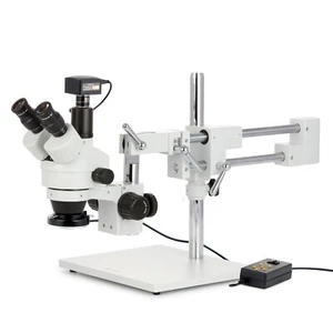 Microscopio estéreo trinocular 3,5X-180X con luz de anillo LED 144 de 4 zonas + cámara de 10 MP - Imagen 1 de 19
