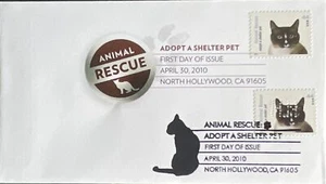 HNLP Hideaki Nakano 4457 Adopt a Shelter Pet Both Cancels Black White Tan Cat - Picture 1 of 1