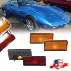 4PCS Amber Front & Red Rear Side Marker Lights For 1974-1979 Chevy Corvette C3 - Picture 1 of 8