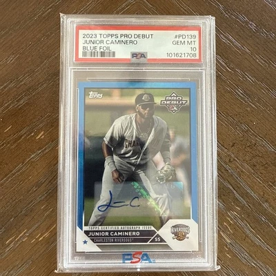 2023 Topps Pro Debut Junior Caminero PD-139 Blue Foil Auto /150 | Tampa Bay Rays - Image 1 of 2