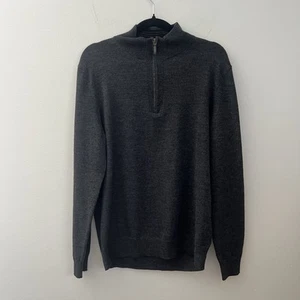 Club Room Men’s Merino Wool Blend Quarter Zip Sweater Gray Knit Cozy Sz Large - Picture 1 of 10