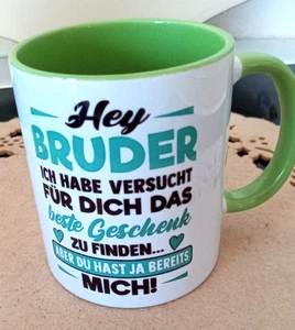 Geburtstag, Geschenk: Becher für  " BRUDER", Keramik, NEU +  TOP - Bild 1 von 3