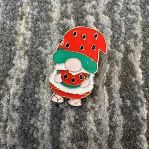 Enamel Pin Gnome Watermelon Cute Summer Dwarf Hawaiian Brooch Backpack Hat New - Picture 1 of 4