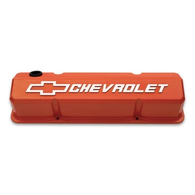 Proform Valve Cover Set 141-924; GM Perf Slant Edge Orange Aluminum for SBC - Image 1 of 2