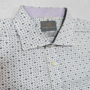 Thomas Dean Shirt Mens L Geometric Butterfly Animal All Over Print Short Sleeve - Picture 1 of 10