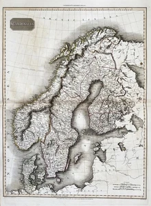 Scandinavia Norway Sweden Finland Pinkerton Map 1815 - Picture 1 of 1
