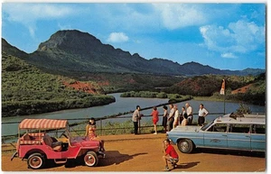 Achors' Gray Line Kauai Tour Jeep Hawaii Hula Girl 1960s Vintage Postcard - Picture 1 of 2
