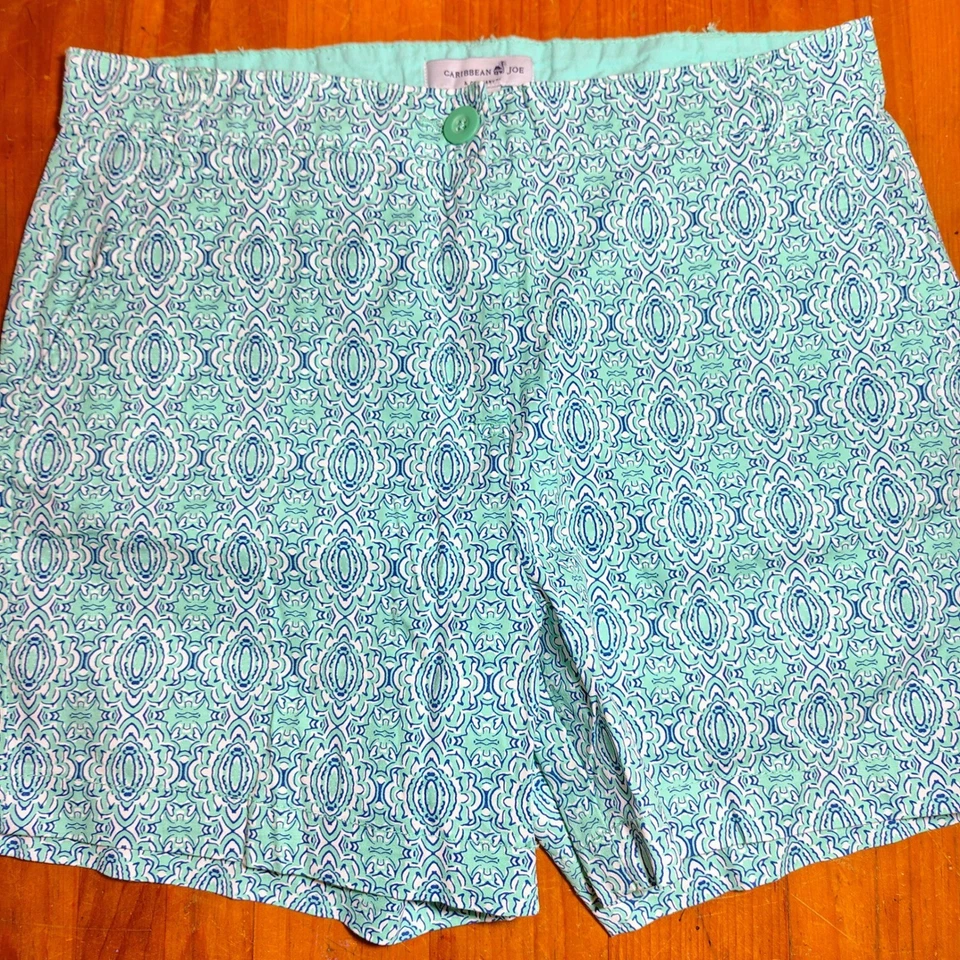 Pantalones cortos estampados para mujer Caribbean Joe talla 10 azul verde Foto 1 de 4