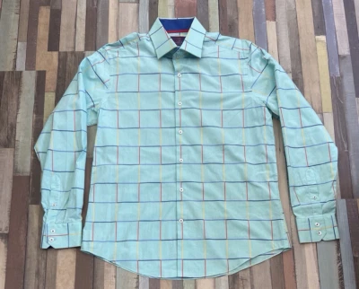Hawes & Curtis Shirt Mens Large Bold Green Check Brandon Slim Fit Long Sleeve - Image 1 of 4