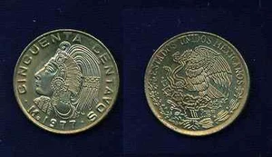 MEXICO ESTADOS UNIDOS 1977 50 CENTAVOS COIN NEAR-BRILLIANT UNCIRCULATED - Picture 1 of 1