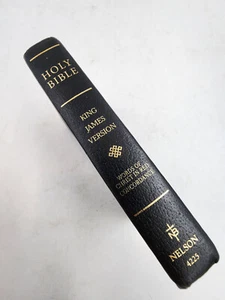 Holy Bible KJV Words of Christ in Red Concordance Nelson 4225 Gilt Page Edges - Foto 1 di 13
