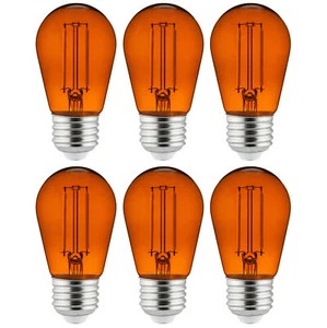 S14 Orange LED Sign Bulb - Dimmable Transparent String Light, 2W, w/ E26 - Picture 1 of 2