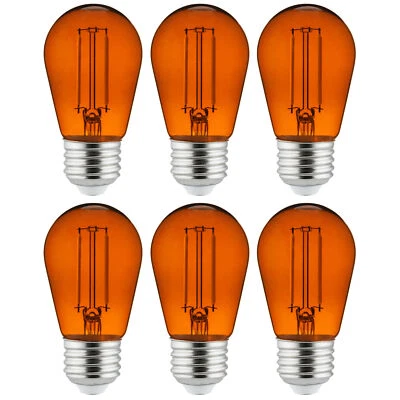 S14 Orange LED Sign Bulb - Dimmable Transparent String Light, 2W, w/ E26 - Image 1 of 2