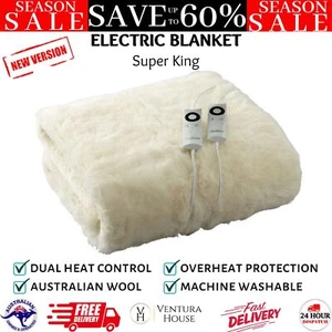 Sunbeam Sleep Perfect Wool Fleece Heated Blanket Anti-Bacterial - Super King - Picture 1 of 12