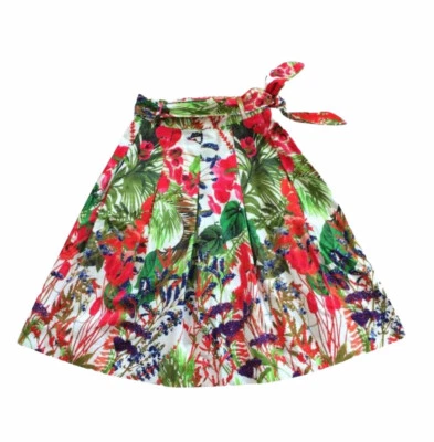 МЯГКОЕ ОКРУЖЕНИЕ тропический цветочный плиссированные подпоясанный трапециевидный flare юбка petite M PM - Изображение 1 из 4