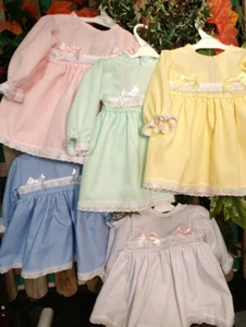 DREAM SALE 6-12 MONTHS BABY GIRLS autumn BLUE PINK  pastels long sleeved dress - Picture 1 of 4