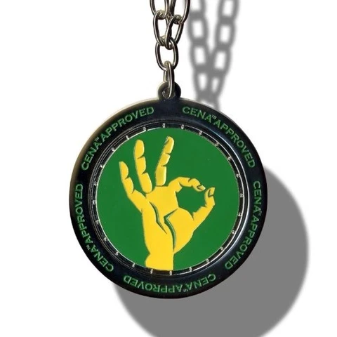 WWE John Cena Approved Spinner Pendant Necklace, Wrestling Green/Yellow Chain Cover