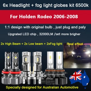 For Holden Rodeo 2006-2008 6X 32000lm Headlight fog light Globe high low Beam - Picture 1 of 16