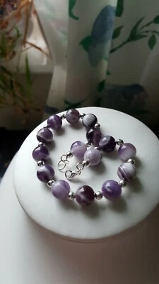 120cts Dog Tooth Amethyst Silver Plated Bracelet  — 第 1/4 张图片