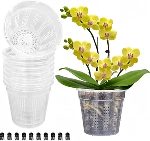 8 Pack Clear Plastic Orchid Pots with Holes for Outdoor Indoor Use - Picture 1 of 12