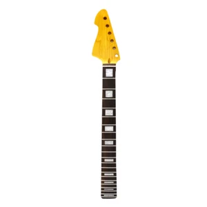 Mástil de guitarra hágalo usted mismo para 22 trastes 25,5 pulgadas pintura amarillo brillo incrustación de bloque a escala - Imagen 1 de 4