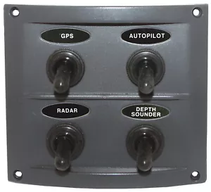 Switch Panel 4 Gang Grey Marine Waterproof 15 amp fuse Caravan Boat 4wd - Picture 1 of 3