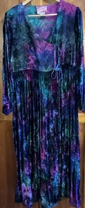 Vintage Maxi Dress ~ Velvet ~ Multi Color ~ Boho Wrap ~ Free Size - Picture 1 of 16