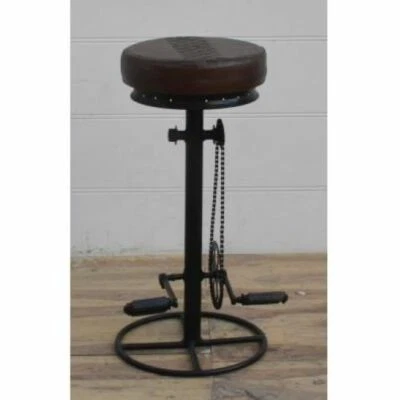 Iron / Leather Bar Stool - Image 1 of 3