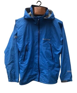 Montbell Goretex Rain Jacket Men’s UK M Blue Hooded Waterproof GTX Walking Japan - Picture 1 of 22