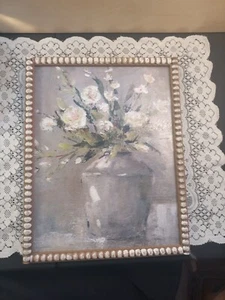 Floral Painting On Wood 19x14" Framed Art Muted Colors Rustic Frame Textured EUC - Picture 1 of 11