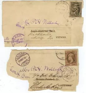 Billete Chicago 1887 franqueado portada piezas a Suiza y Austria - Imagen 1 de 1