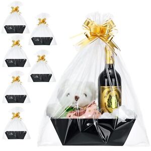 6 Pack Baskets for Gifts Empty Gift Basket Kit 6 Empty Gift Baskets 6 Clear G...