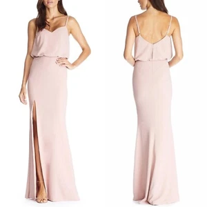 NEW DRESS THE POPULATION Blush GRACELYN Blouson CREPE Bridesmaid Evening GOWN L - Picture 1 of 11